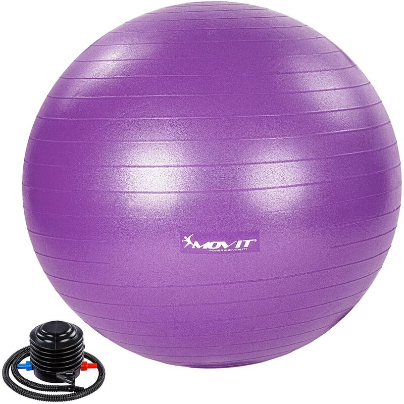 Minge de exercitii MOVIT® cu pompa de picior, 75 cm, violet