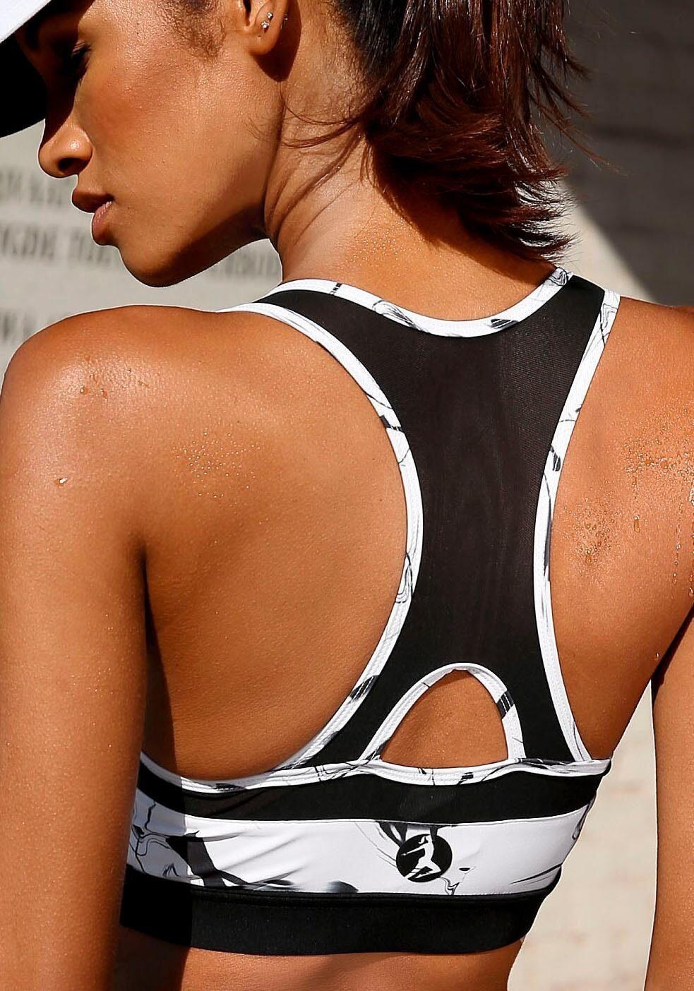Damen LASCANA ACTIVE Crop-Top »Black Marble« 8/11
