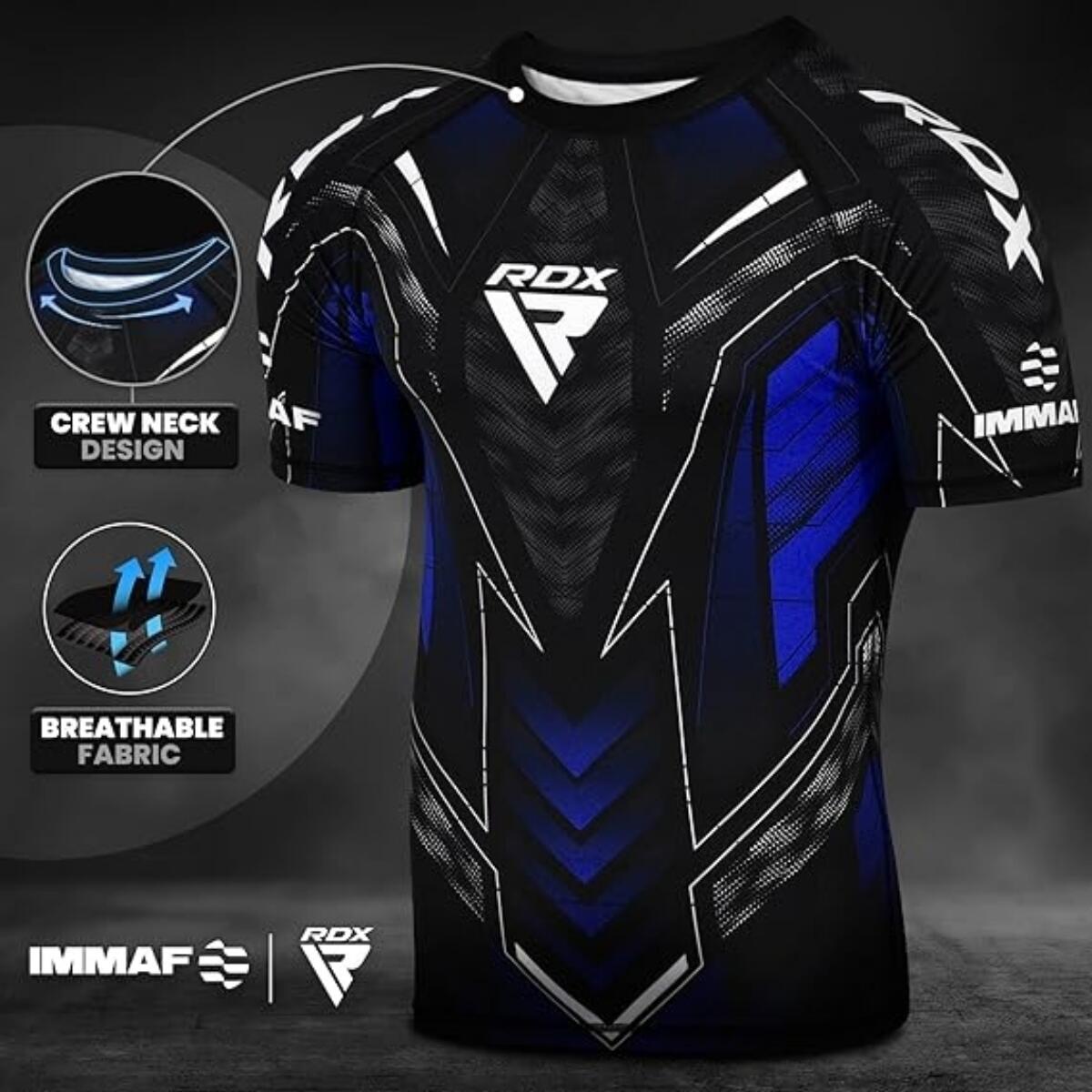 Rashguard a Compressione RDX IMMAF Blu XL 5/7