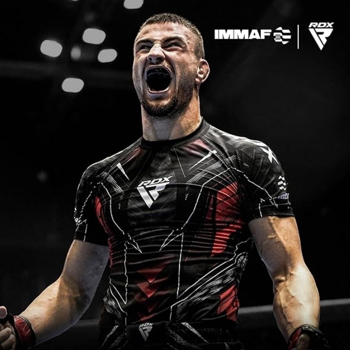 Rashguard de Compression RDX IMMAF Rouge M 6/7