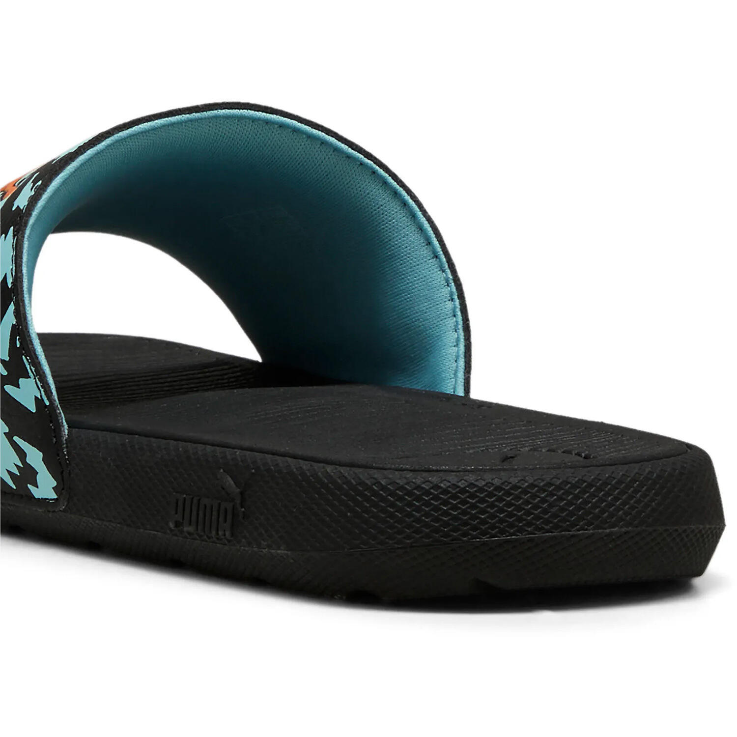 Cool Cat Poised 2 Race Slides Jugendliche PUMA Black Orange Glo Safe Lake Blue 7/7
