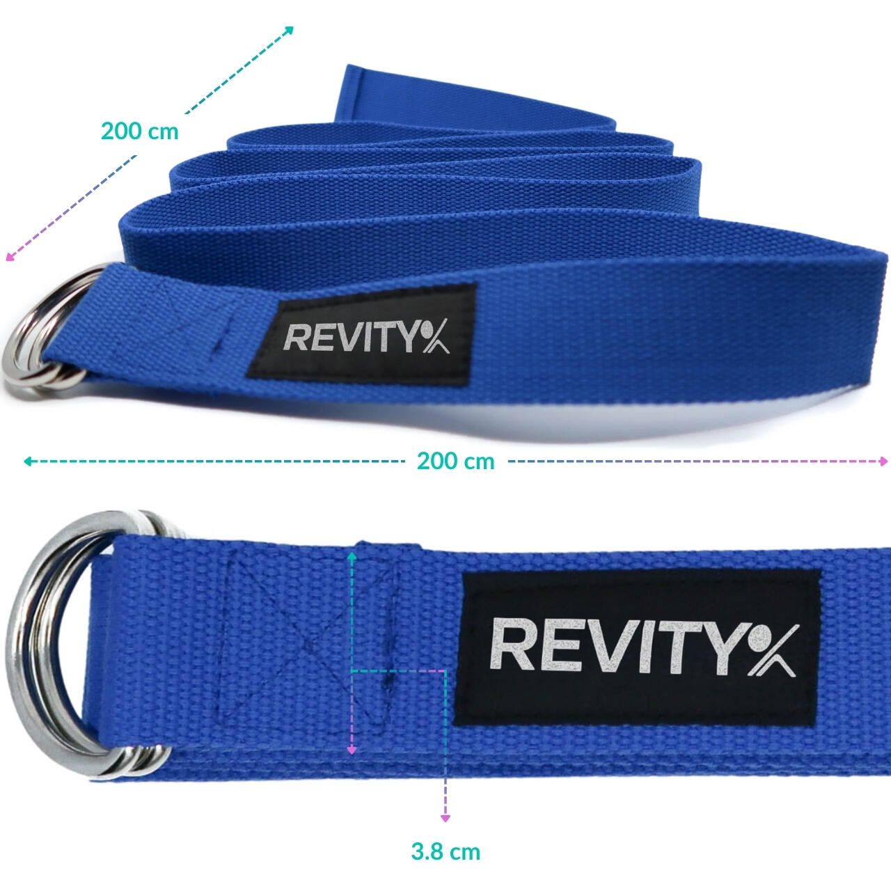 Correa yoga/pilates de 200 × 3,8 cm + plan de entrenamiento en PDF, azul 7/7