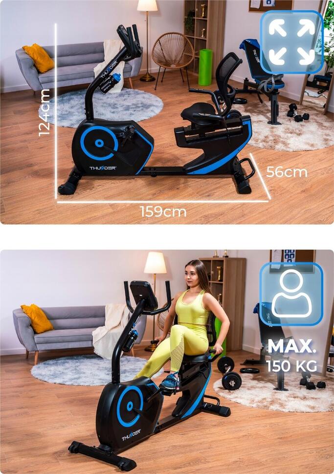 Rower poziomy stacjonarny elektromagnetyczny Thunder OPAL
