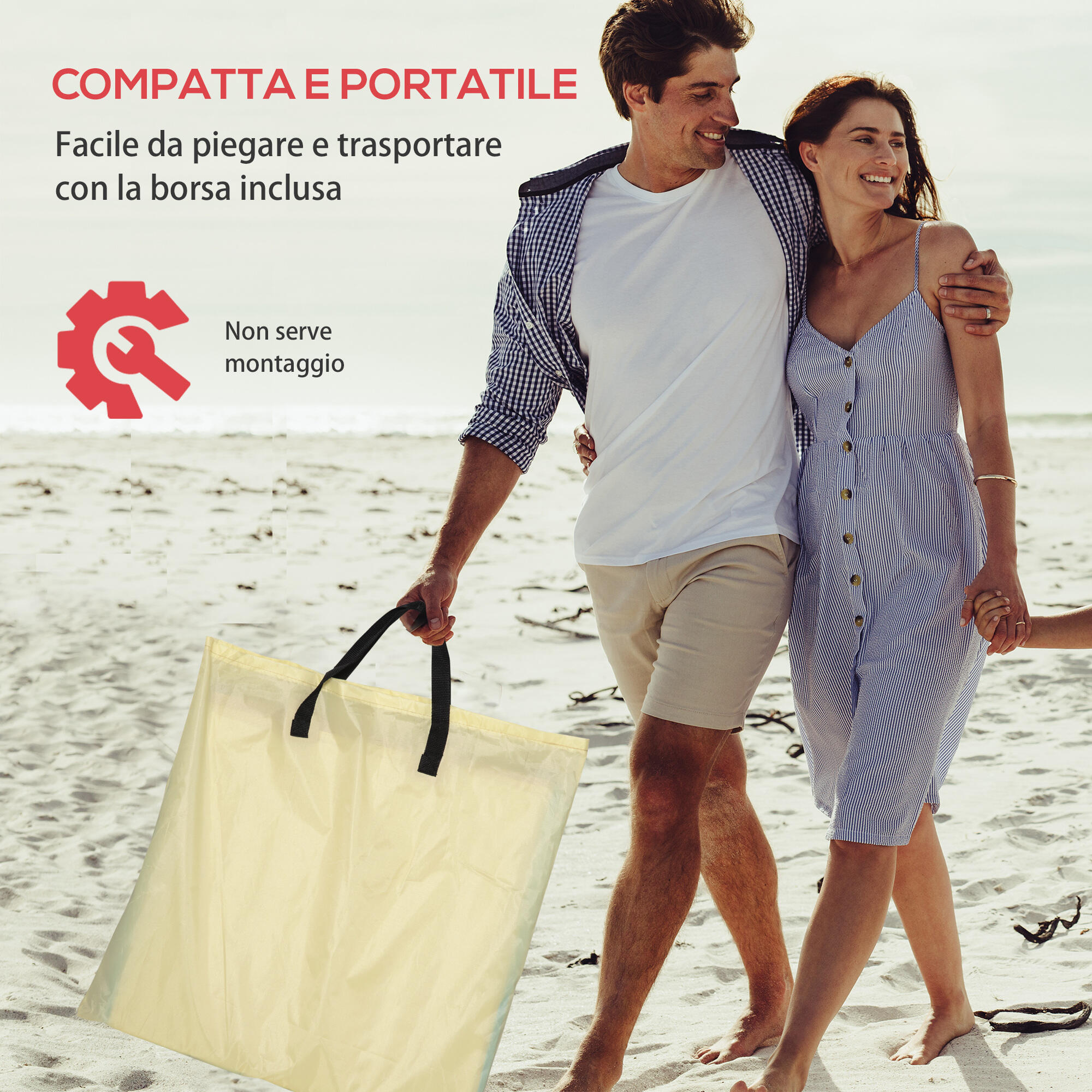 Outsunny Set 2 Sdraio da Spiaggia con Schienale Regolabile Poggiatesta Beige 5/7