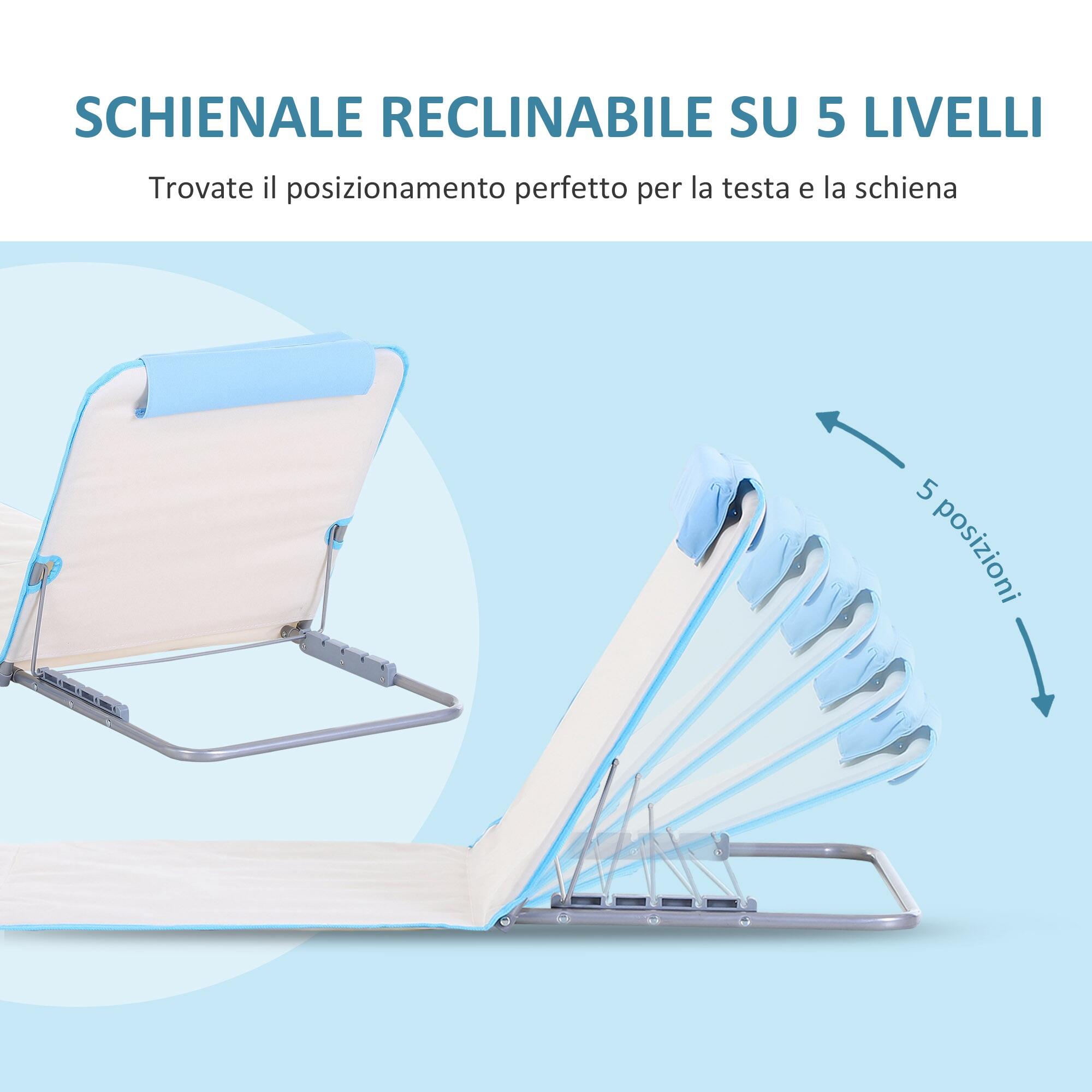 Outsunny Set 2 Lettini Sdraio da Spiaggia Pieghevoli Schienale Regolabile Beige 6/7