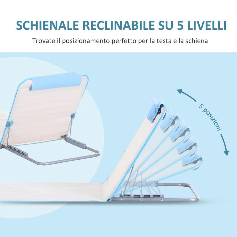 Outsunny Set de 2 Șezlonguri Pliabile Spătar Reglabil Bej