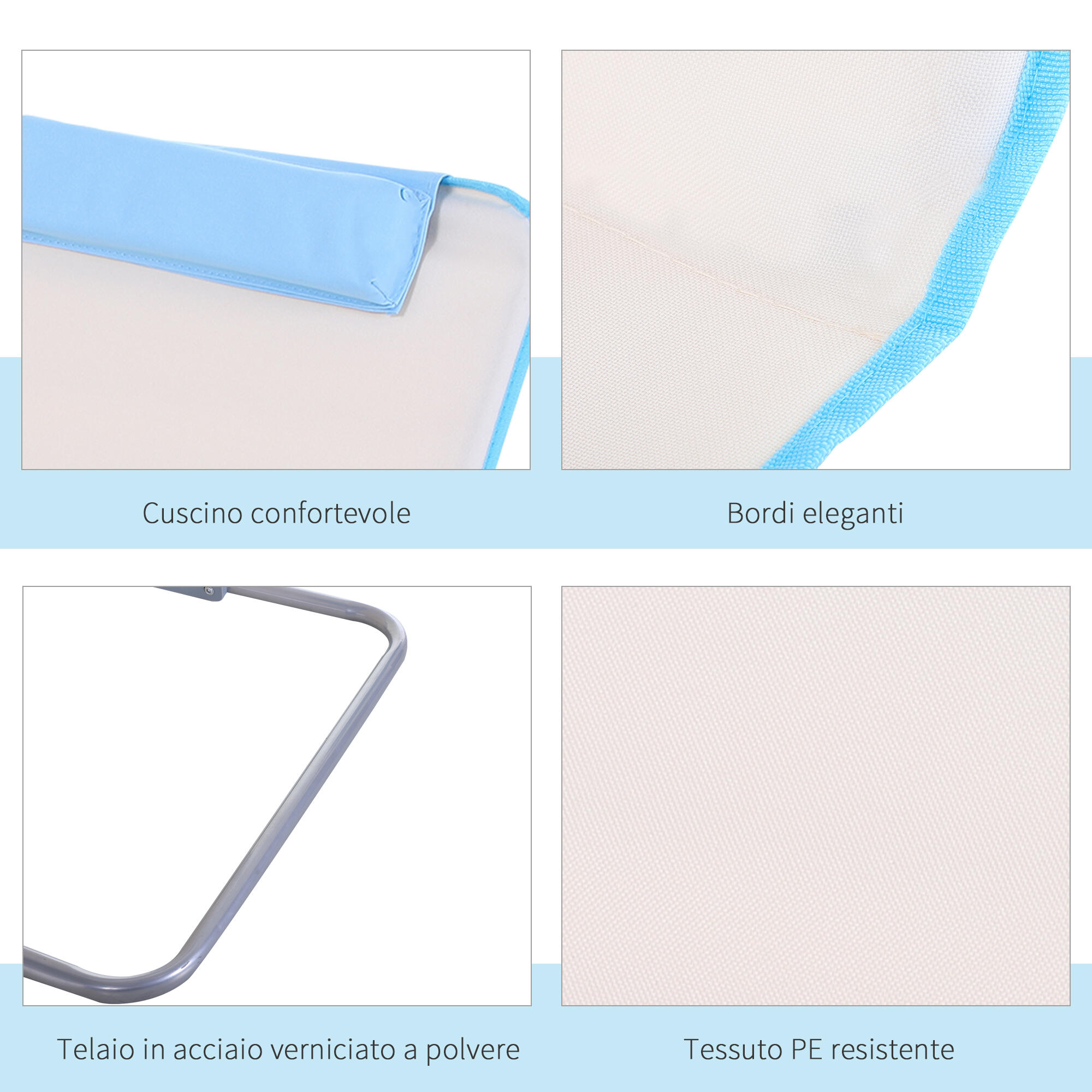 Outsunny Set 2 Lettini Sdraio da Spiaggia Pieghevoli Schienale Regolabile Beige 7/7