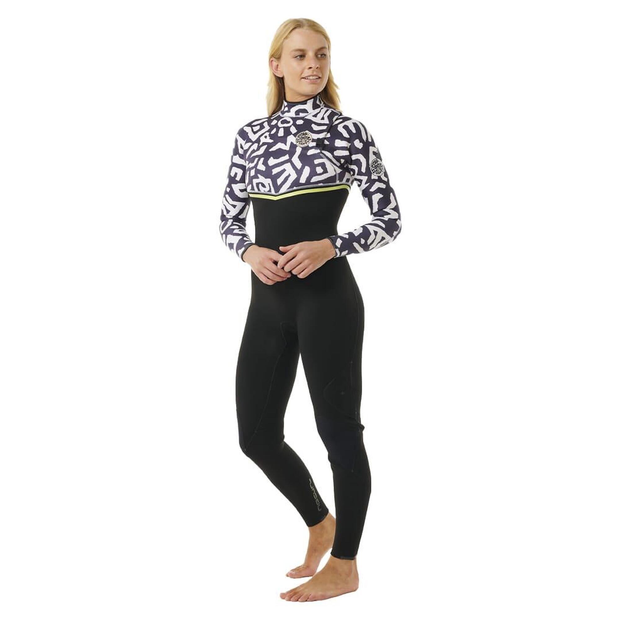 Costum de baie pentru femei Rip Curl E-Bomb 4/3 mm Zip Free Sublimed negru/ lime