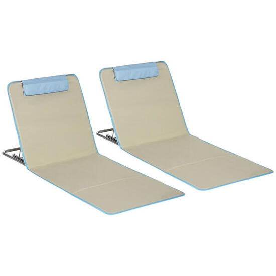 Outsunny Set 2 Sdraio da Spiaggia con Schienale Regolabile Poggiatesta Beige