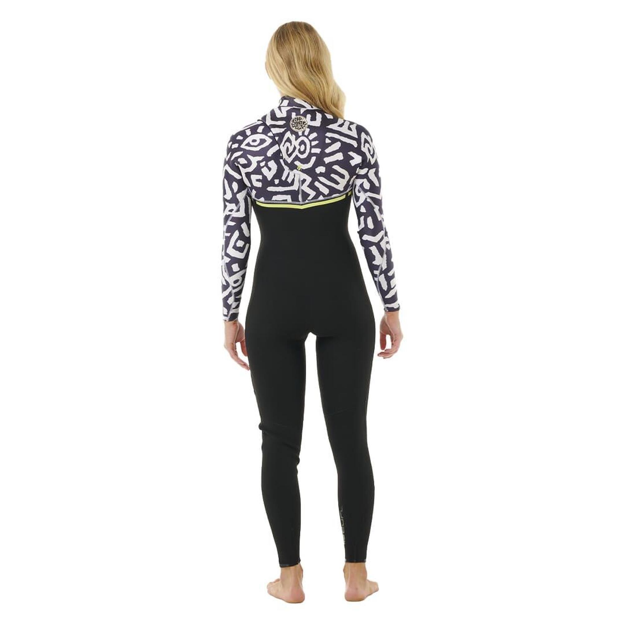 Costum de baie pentru femei Rip Curl E-Bomb 4/3 mm Zip Free Sublimed negru/ lime
