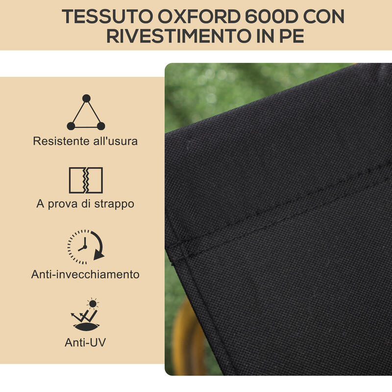 Outsunny Scaun Pliabil de Exterior cu Cotiere din Material Textil si Otel Negru