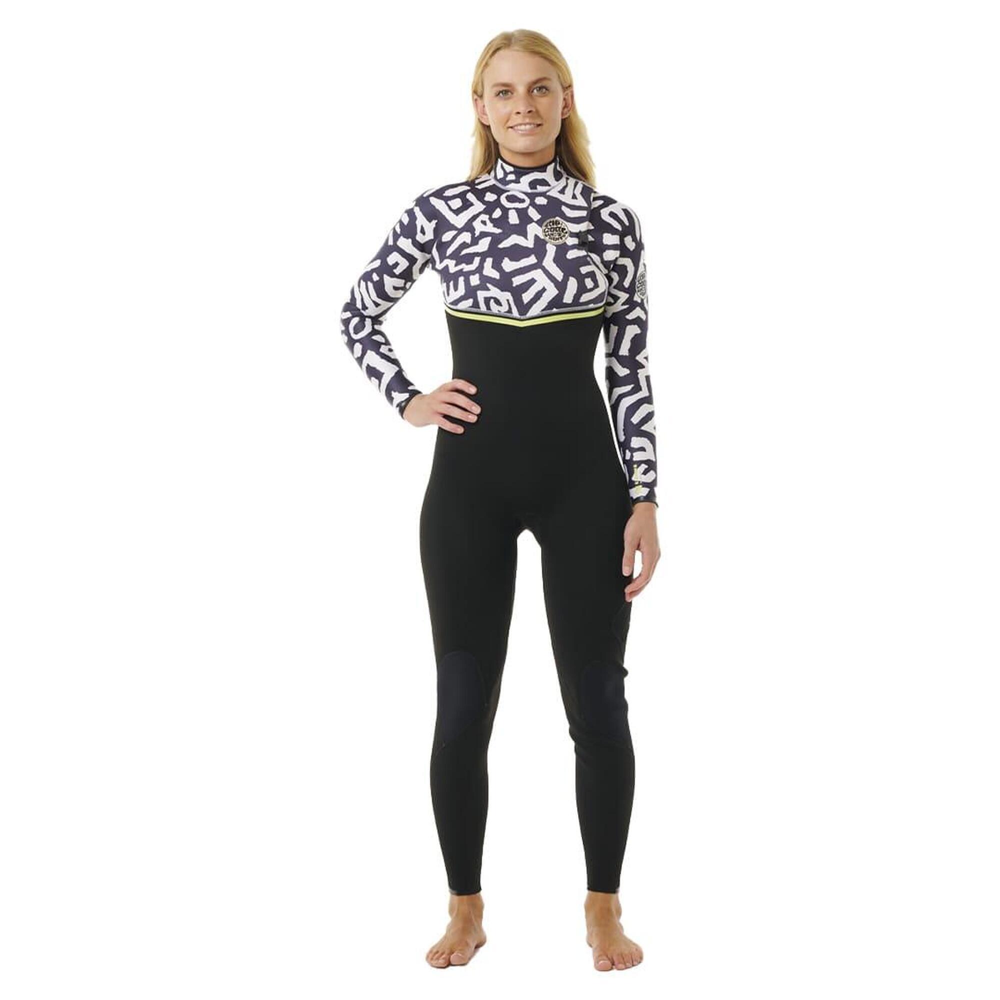 Costum de baie pentru femei Rip Curl E-Bomb 4/3 mm Zip Free Sublimed negru/ lime