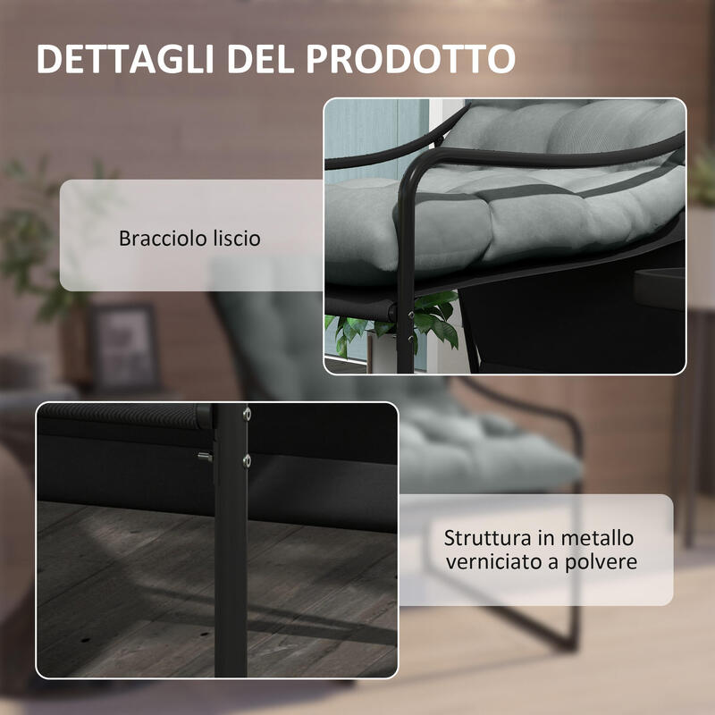Outsunny Scaun de Exterior din Oțel Și Poliester cu pernă Căptușită