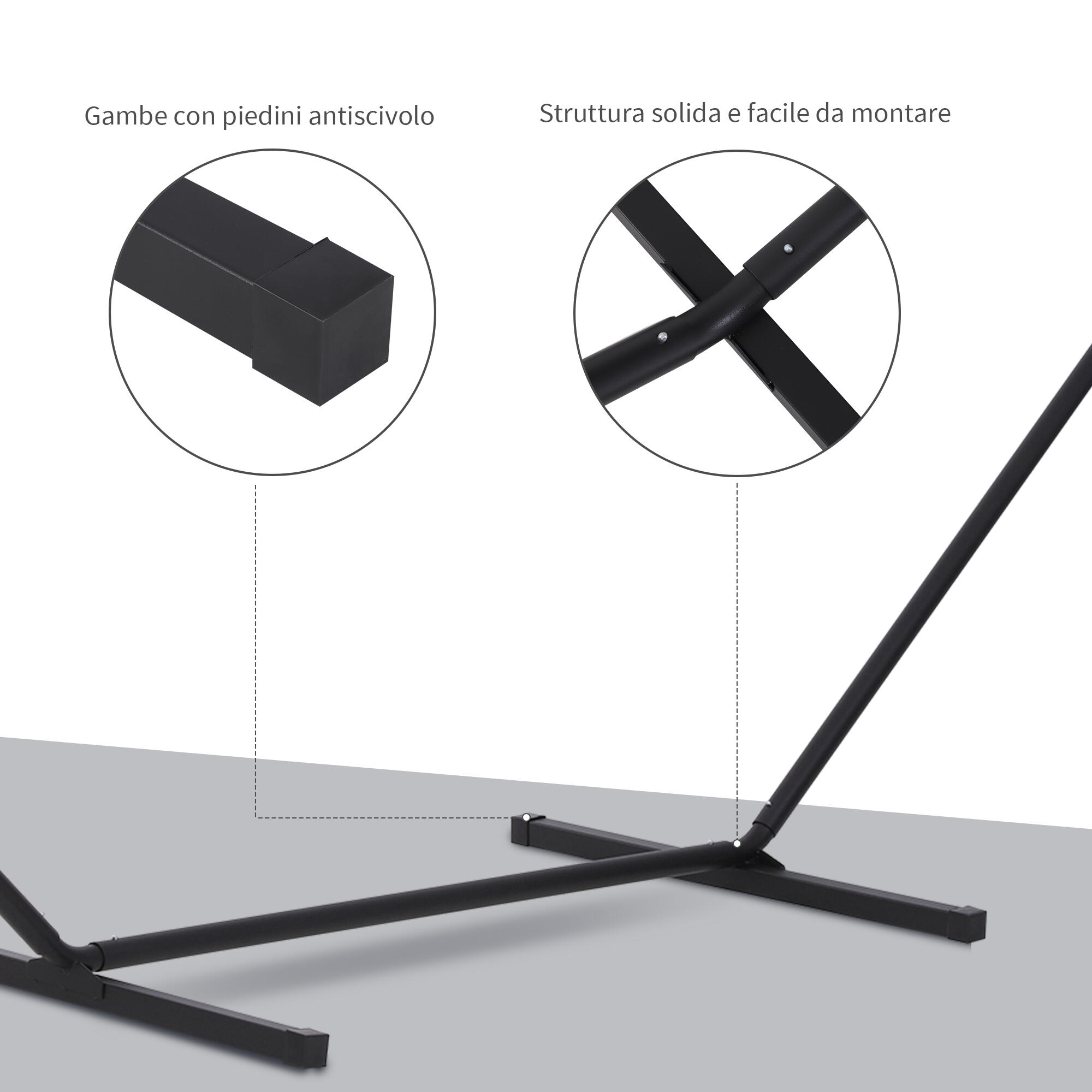 Outsunny Struttura Portante per Amaca Supporto Max. 120 Kg Metallo 6/8