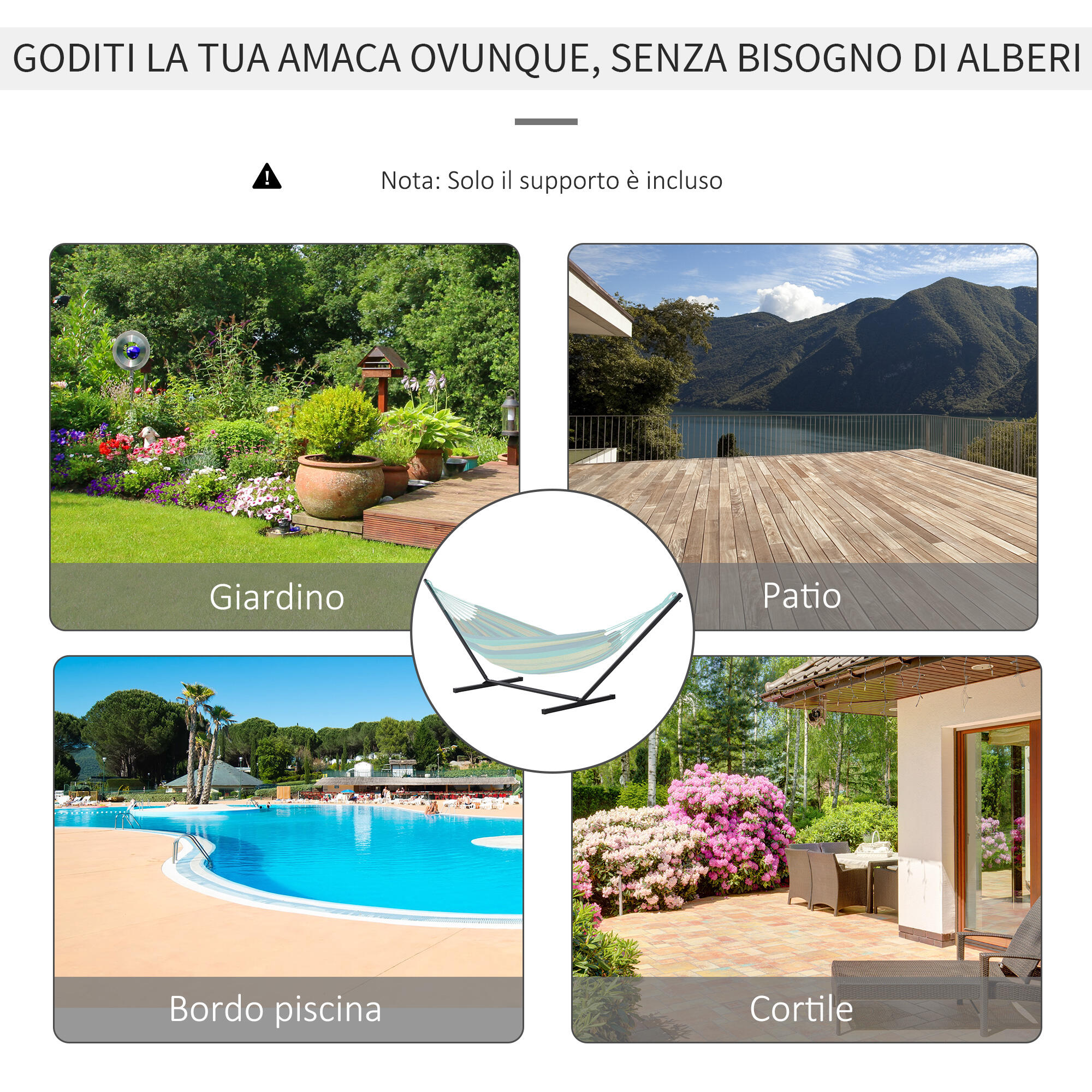 Outsunny Struttura Portante per Amaca Supporto Max. 120 Kg Metallo 7/8