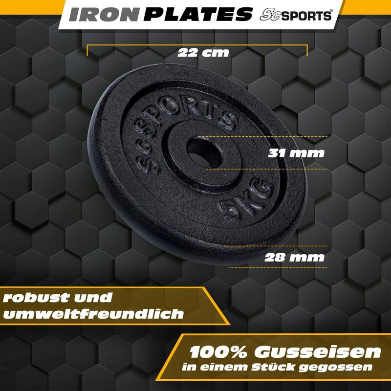 Set haltera bara curl si discuri 20 kg fonta negru
