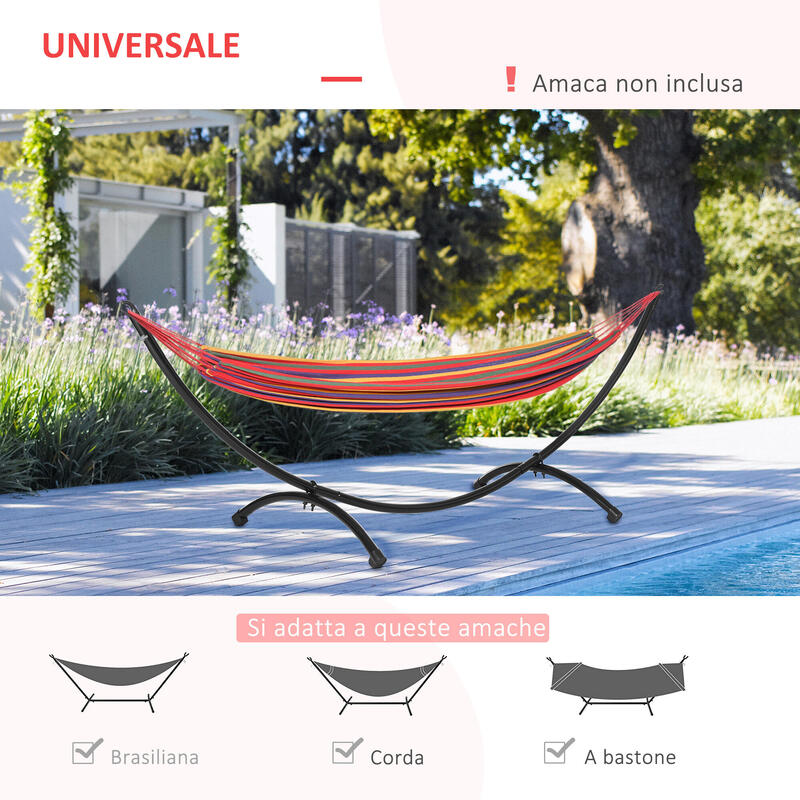 Outsunny Cadru de Hamac Metalic Universal pentru Exterior 300X90X100cm Negru