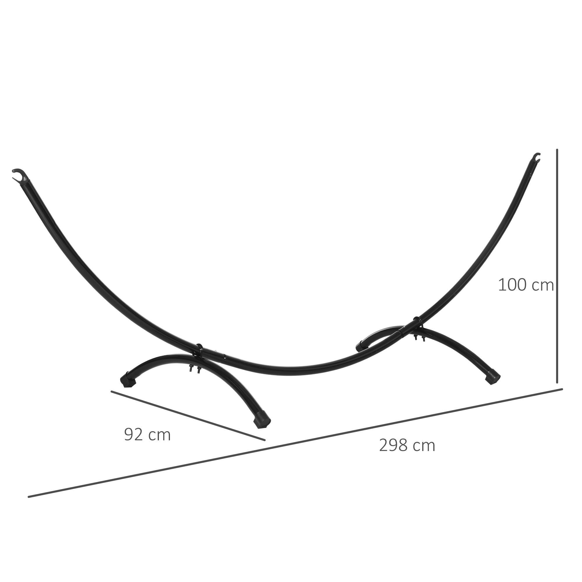 Outsunny Struttura per Amaca Universale da Esterno in Metallo 300x90x100cm Nero 3/7