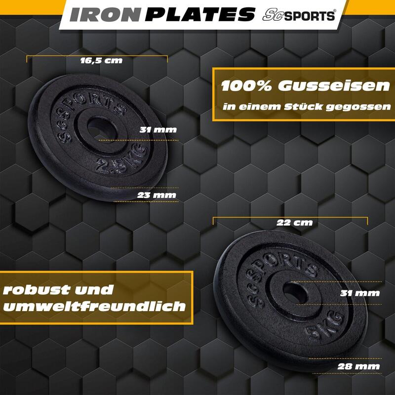 Set haltera bara curl si discuri 15 kg fonta negru