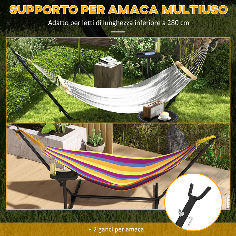 Suport pentru hamac Outsunny din oțel cu masă și sarcină maximă de 150 kg, negru