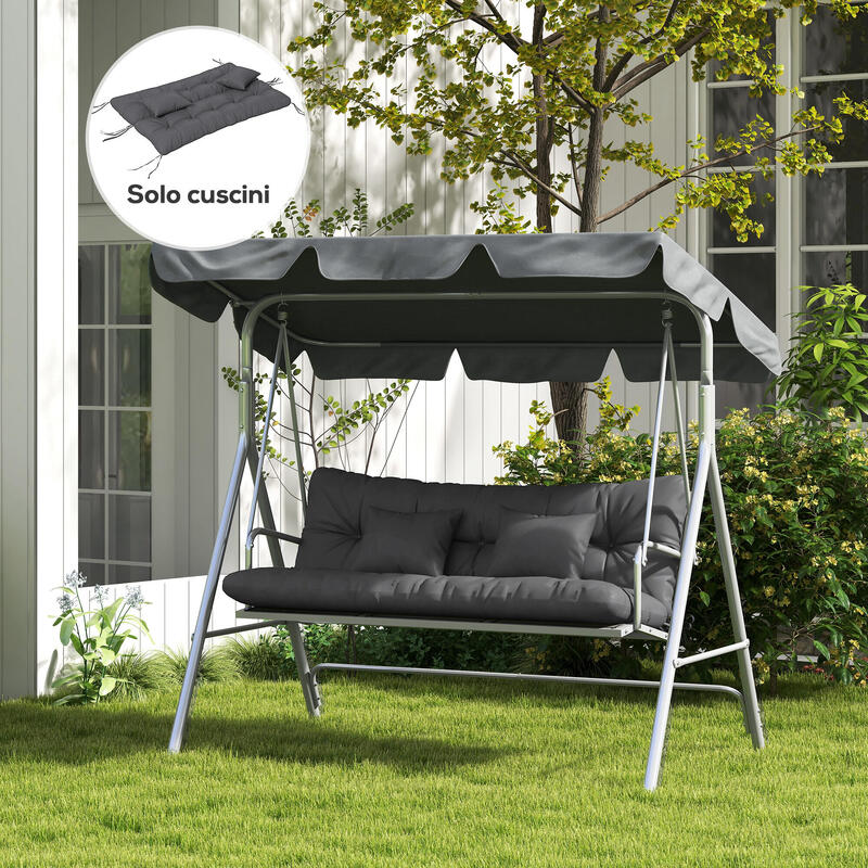 Outsunny Set de 4 perne de Exterior Căptușite pentru Spătar Și Șezut Gri