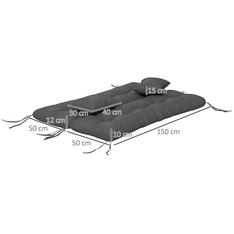 Outsunny Set de 4 perne de Exterior Căptușite pentru Spătar Și Șezut Gri
