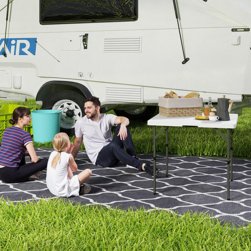 Outsunny Masa Pliabila Camping 2 Inaltimi Reglabile 86X86X74cm Alb