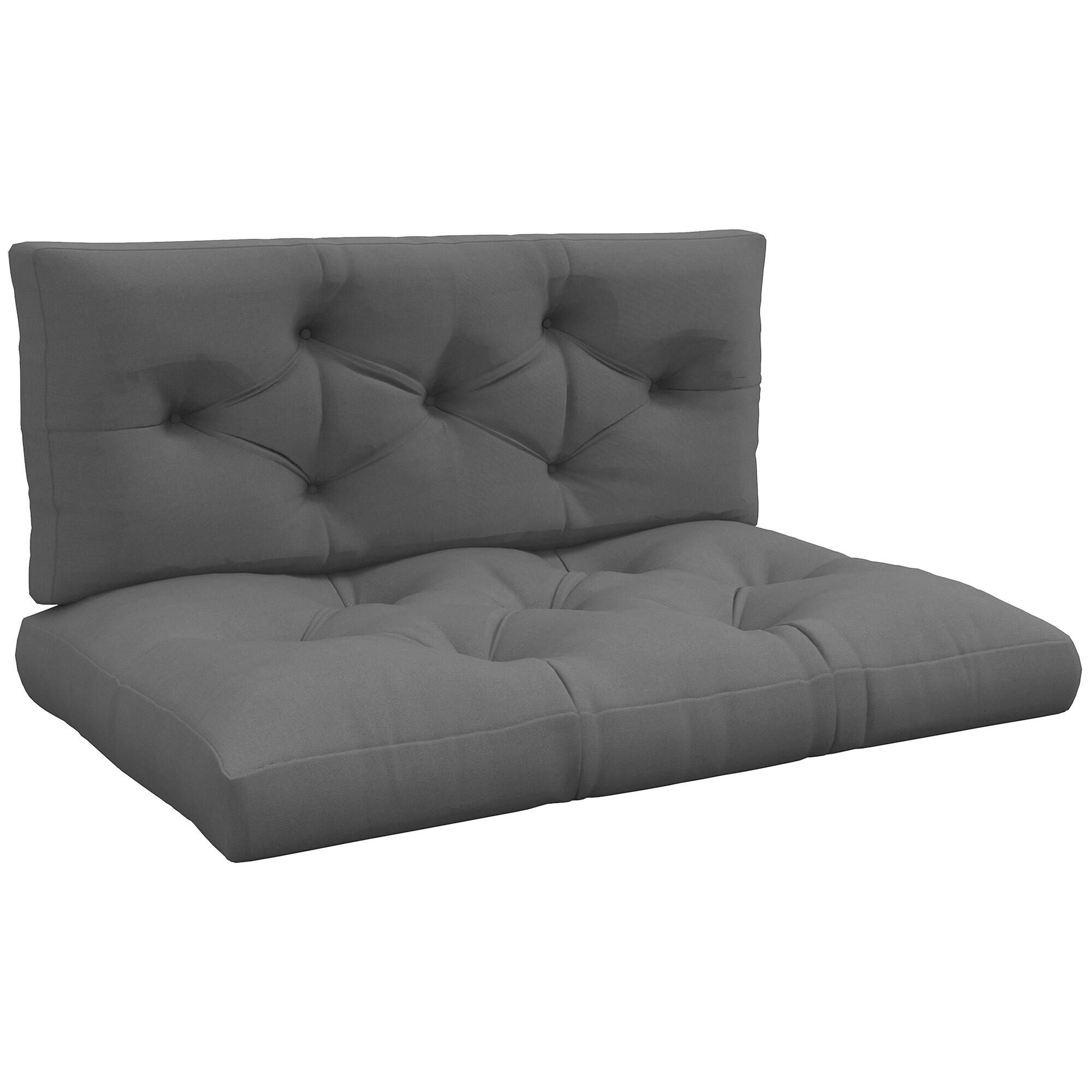 Outsunny Set 2 Cuscini da Esterno in Poliestere per Divani e Pallet Grigio 1/7