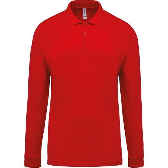 Langarm-Poloshirt Kariban blanc