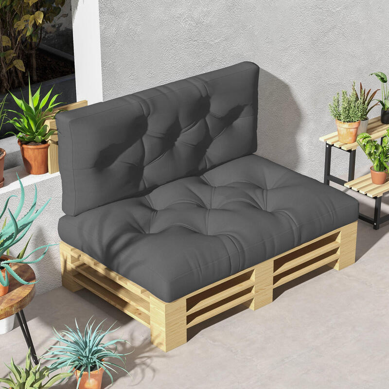 Outsunny Set de 2 perne de Exterior din Poliester pentru Canapele si spatar, Gri