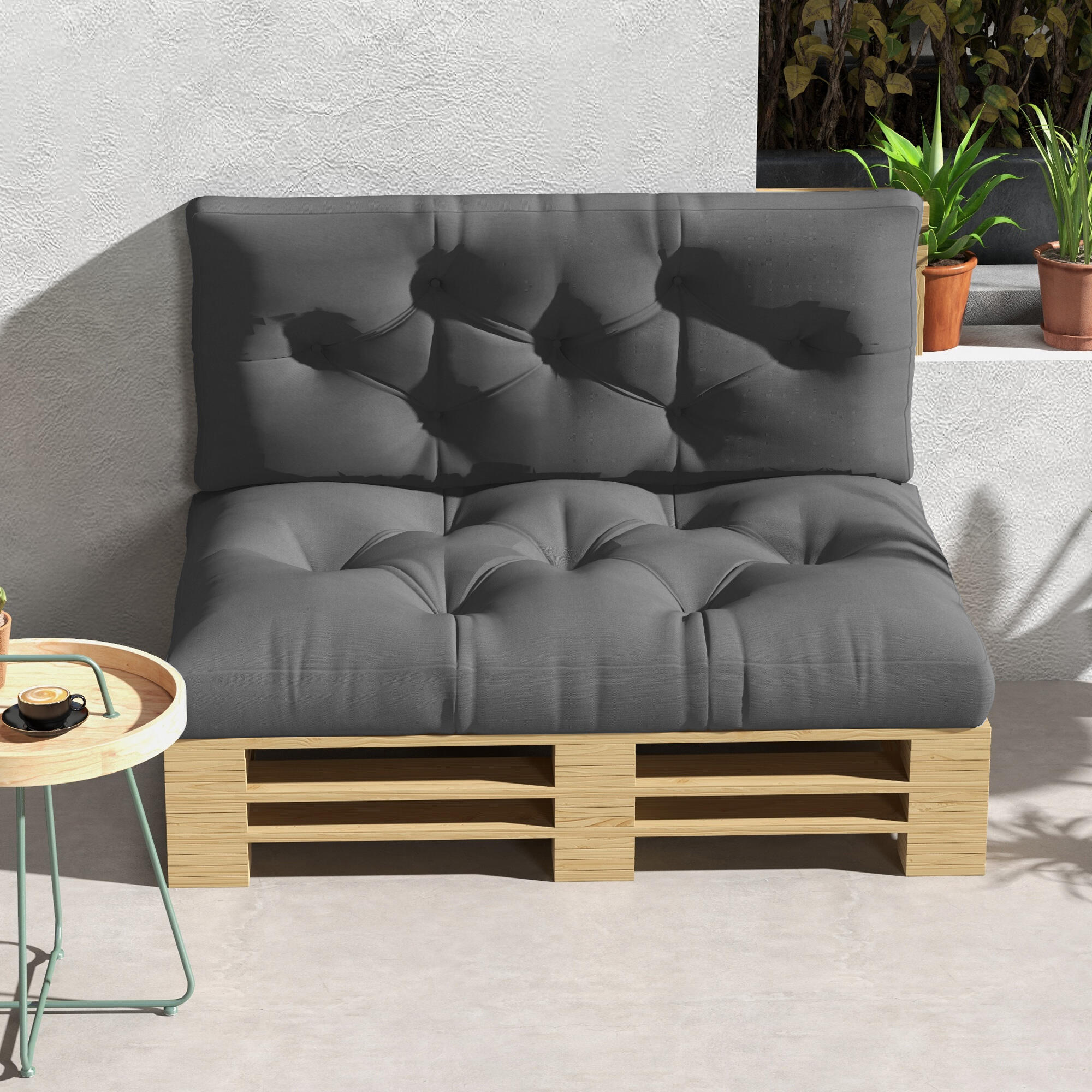 Outsunny Set 2 Cuscini da Esterno in Poliestere per Divani e Pallet Grigio 7/7