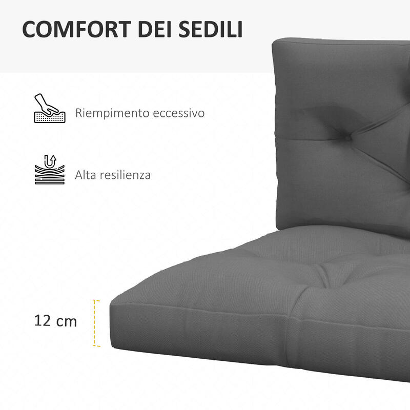 Outsunny Set de 2 perne de Exterior din Poliester pentru Canapele si spatar, Gri