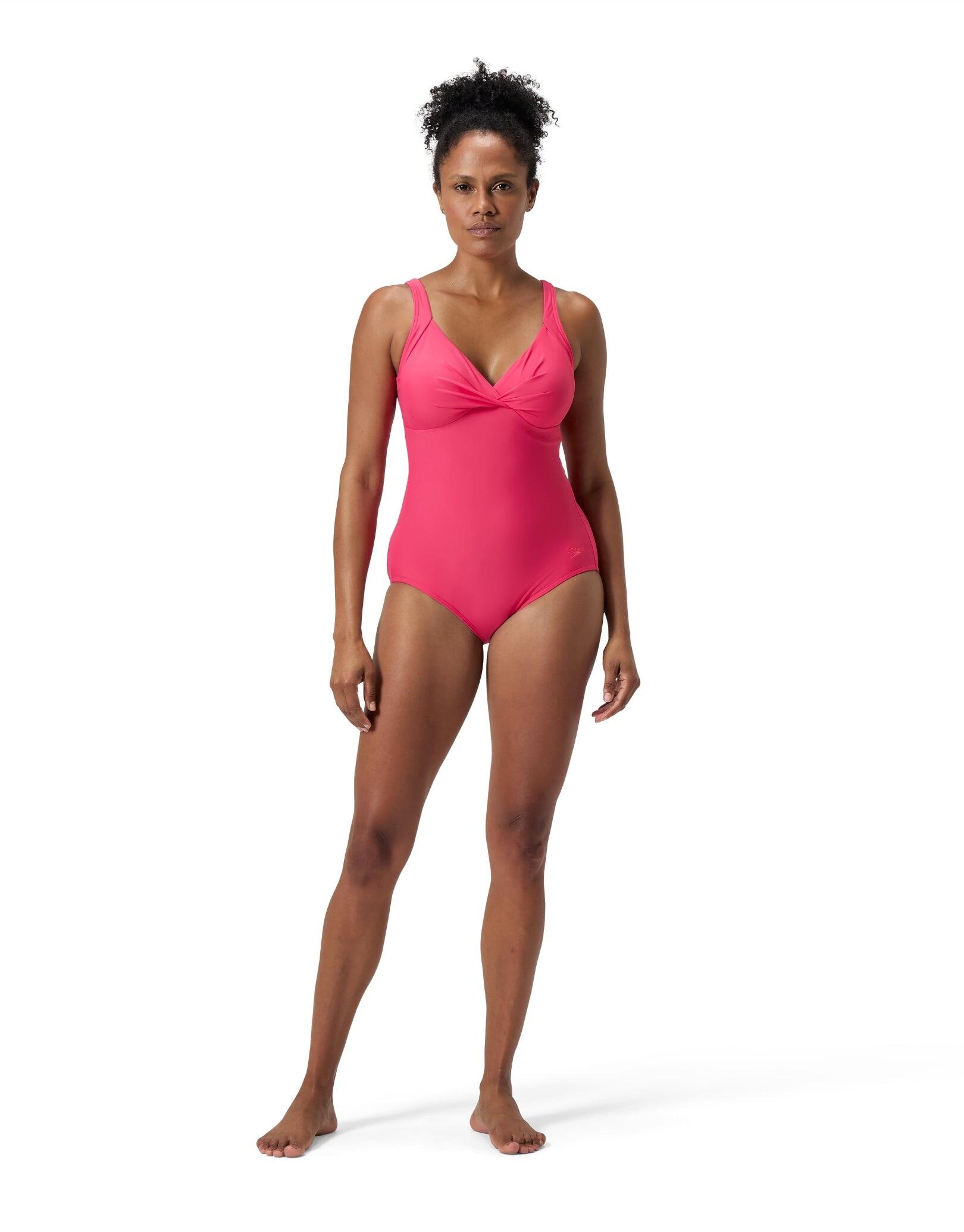 Speedo Shaping Cross Knot Swimsuit - Dark Pink 4/5