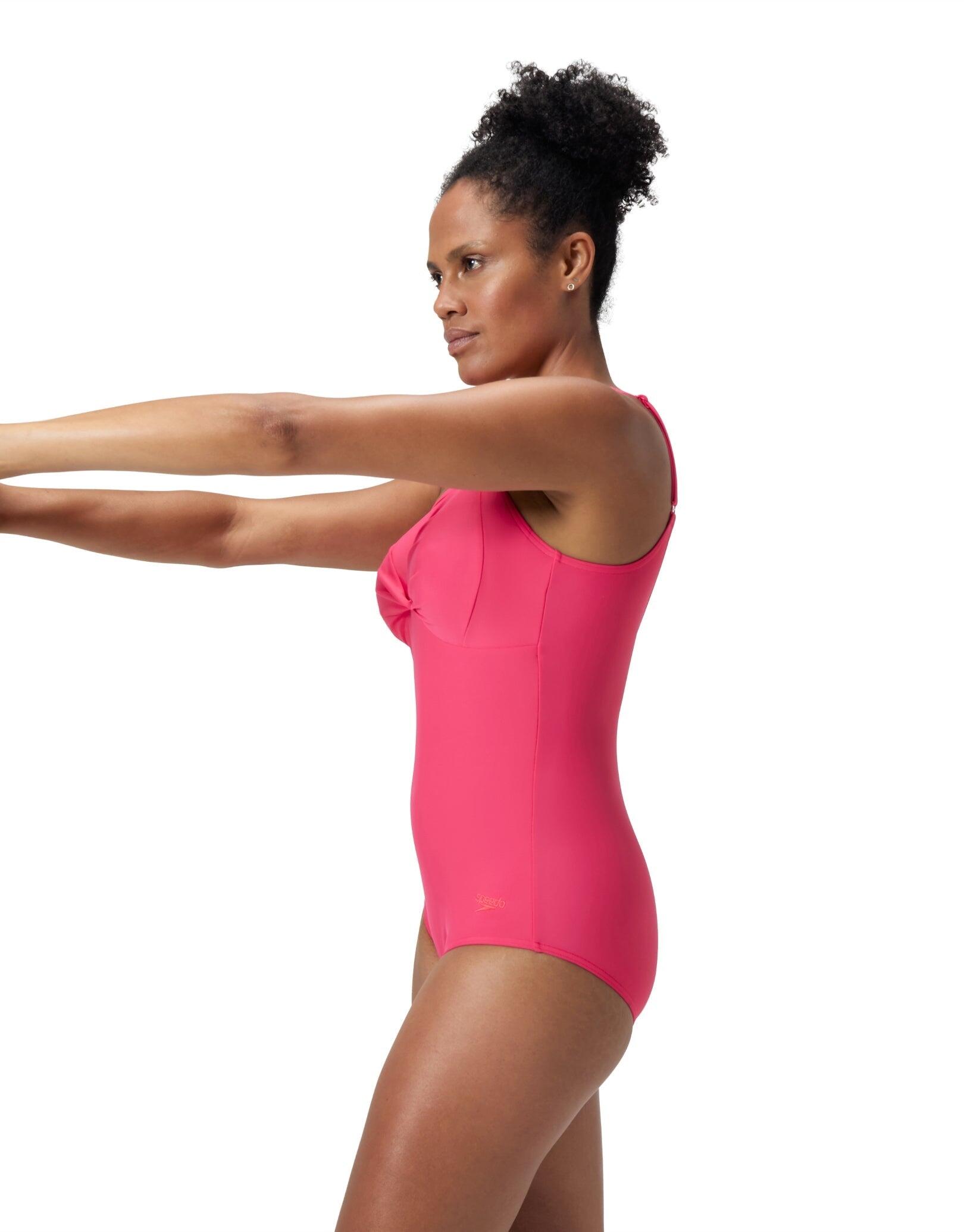 Speedo Shaping Cross Knot Swimsuit - Dark Pink 3/5