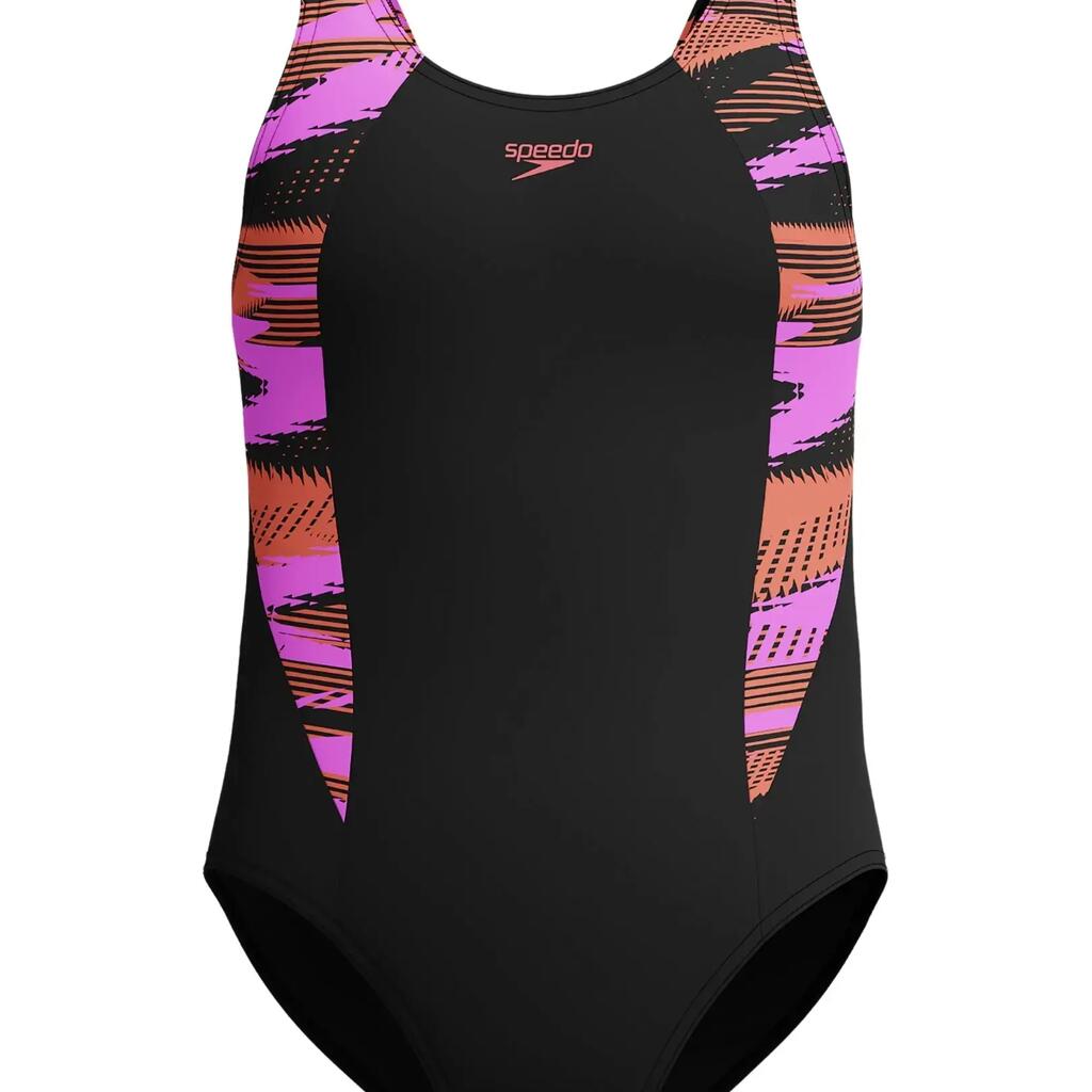 Speedo Girls HyberBoom Splice Muscleback Swimsuit - Black/Pink