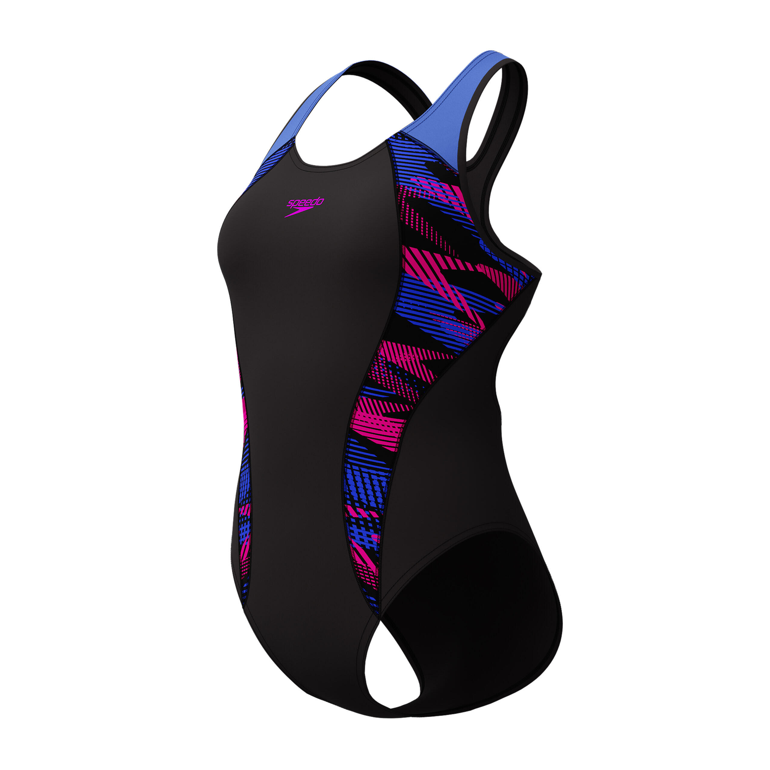 Maillot de bain Speedo Placement Laneback Zoom Boom Placement Noir / Bleu 2/5