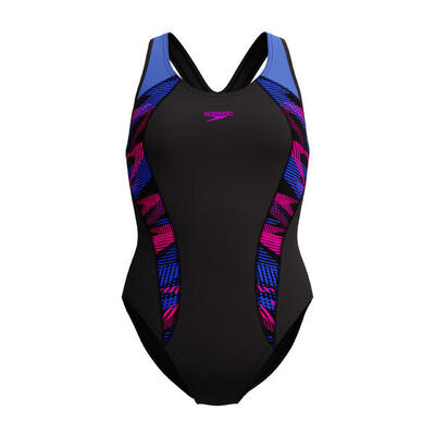 Speedo badpak placement laneback zoom boom placement zwart / blauw