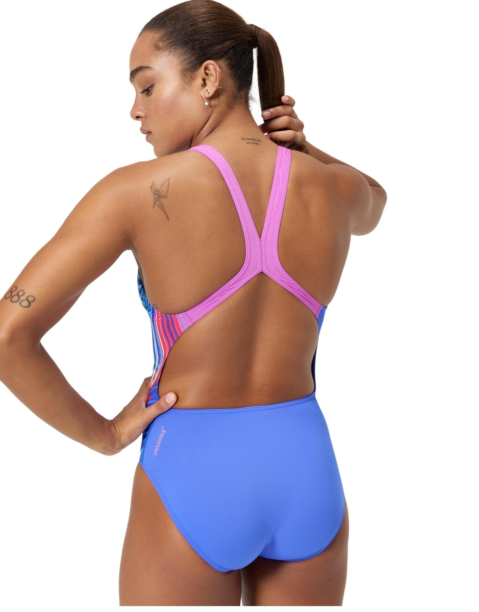 Speedo Placement Digital Powerback Swimsuit - Blue/Multi 2/7
