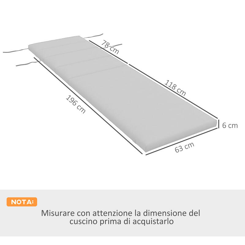 Outsunny Perna de sezlong, gri deschis, cu legaturi de fixare