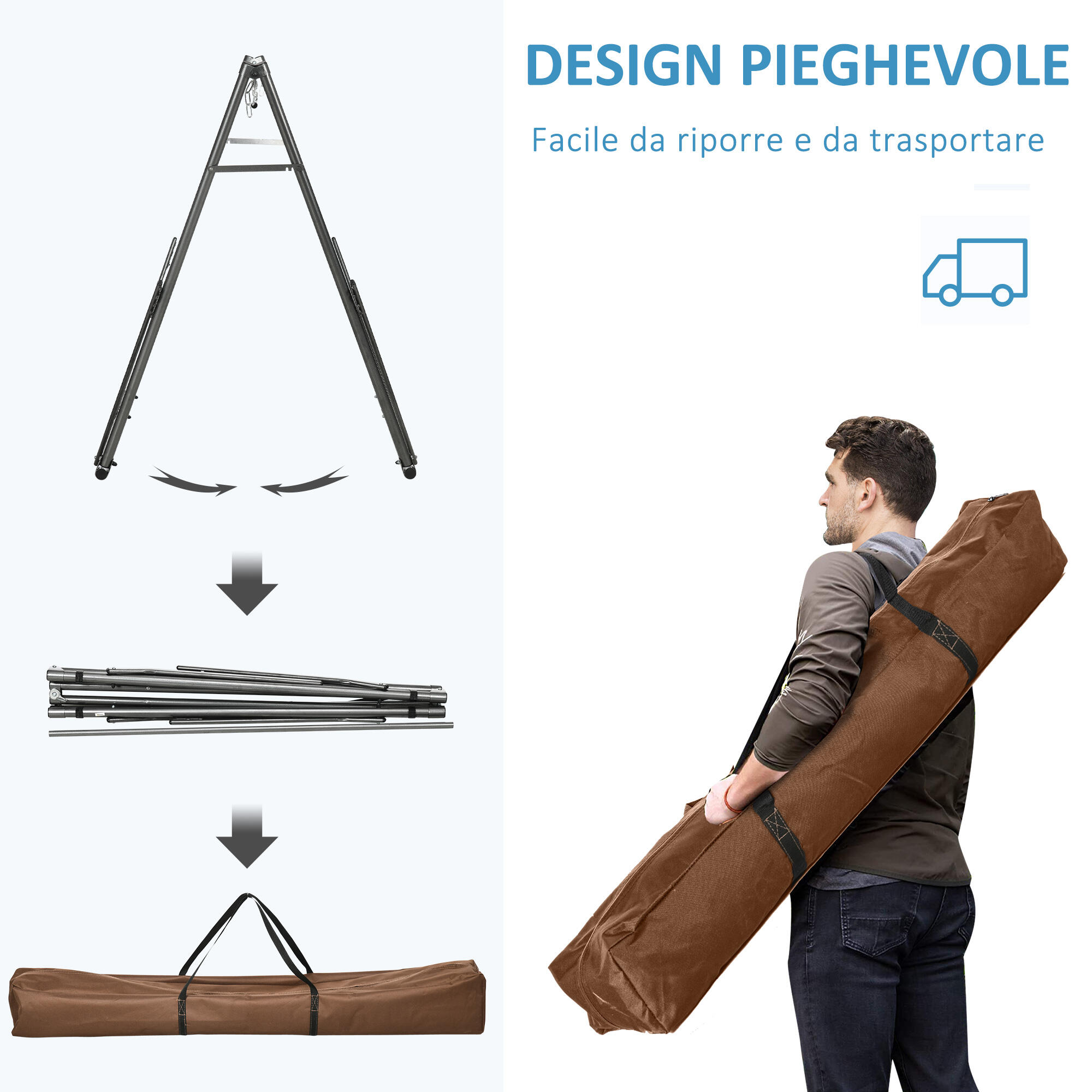 Outsunny Amaca Autoportante con Supporto Pieghevole in Cotone e Acciaio Verde 5/7