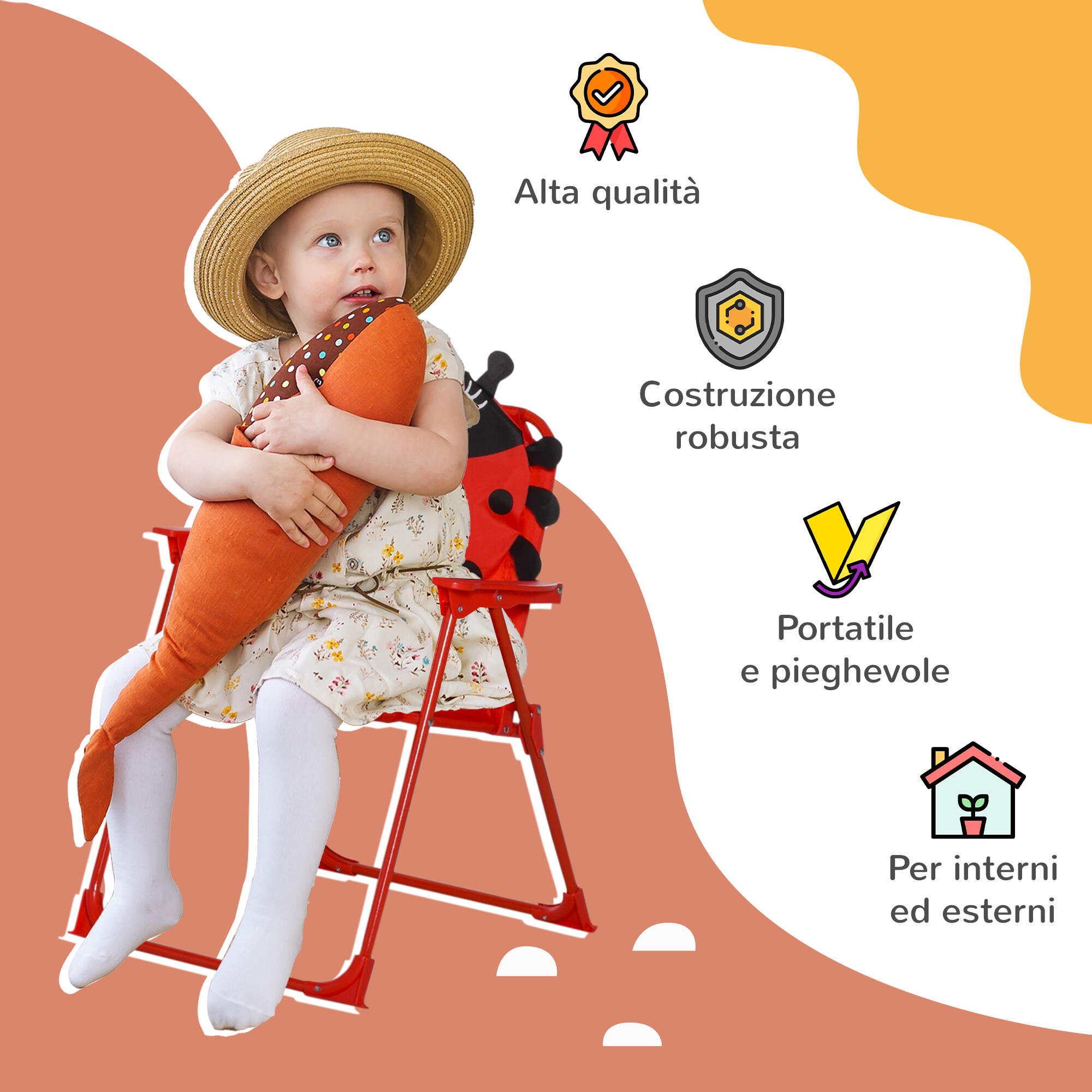 Outsunny Set Tavolo da Esterno con 2 Sedie Pieghevoli e Ombrellone per Bambini 5/7