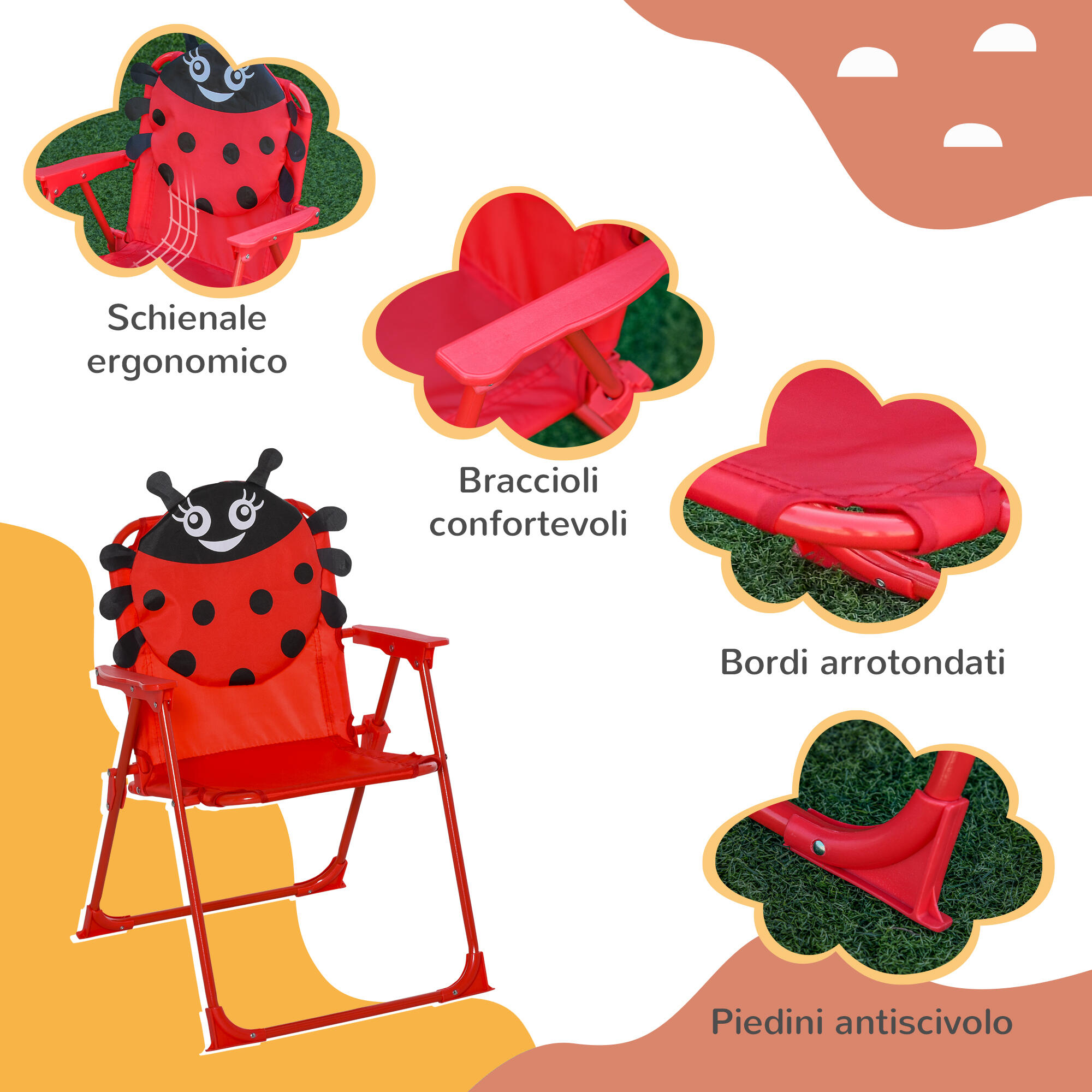 Outsunny Set Tavolo da Esterno con 2 Sedie Pieghevoli e Ombrellone per Bambini 7/7