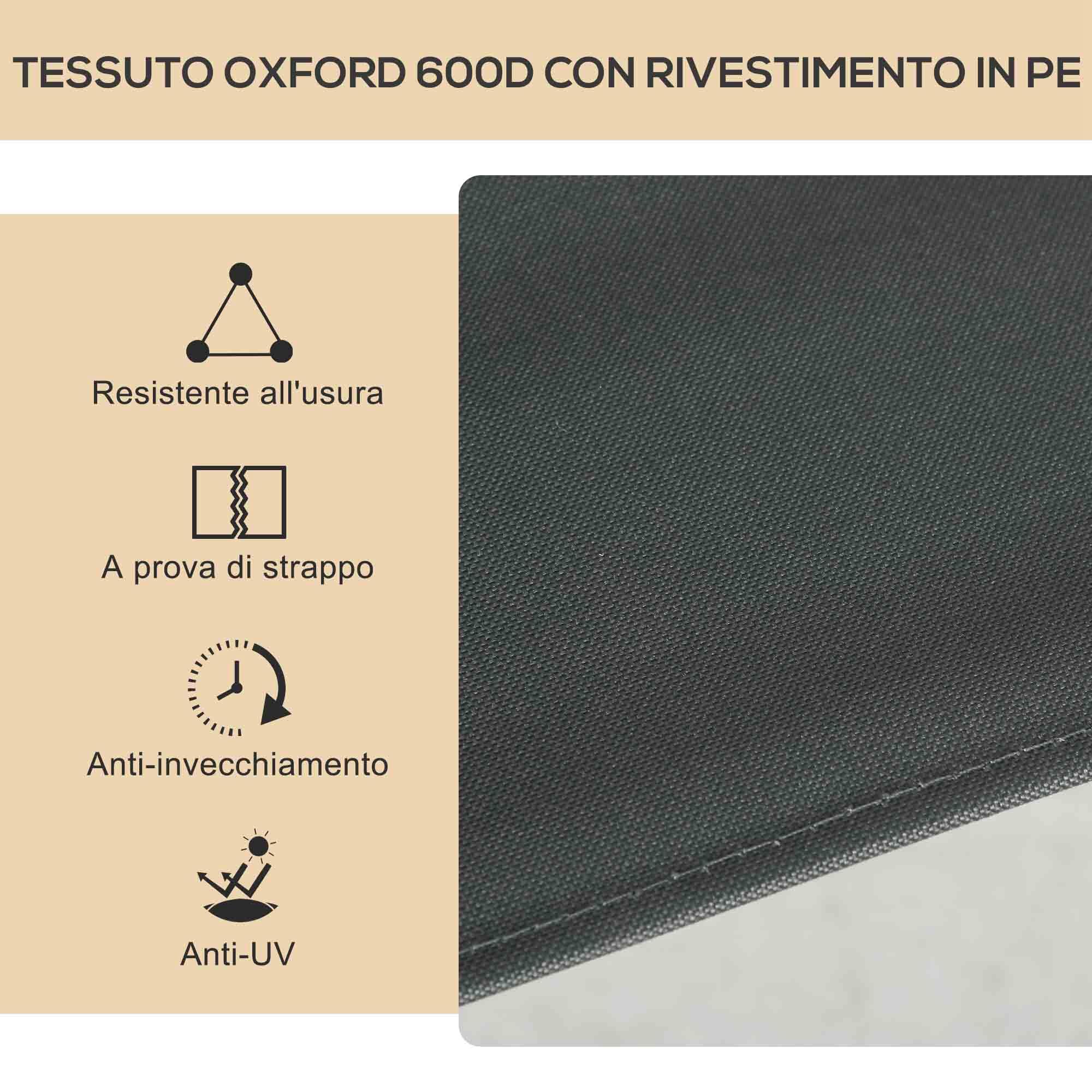 Outsunny Set 2 Sedie Pieghevoli da Esterno con Braccioli in Tessuto Grigio 6/7