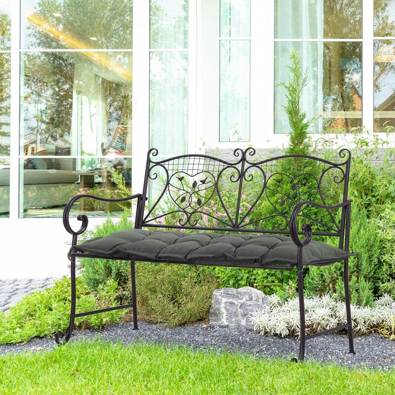 Outsunny pernă pentru Bancă de Exterior cu Legături 100X40cm Gri Închis
