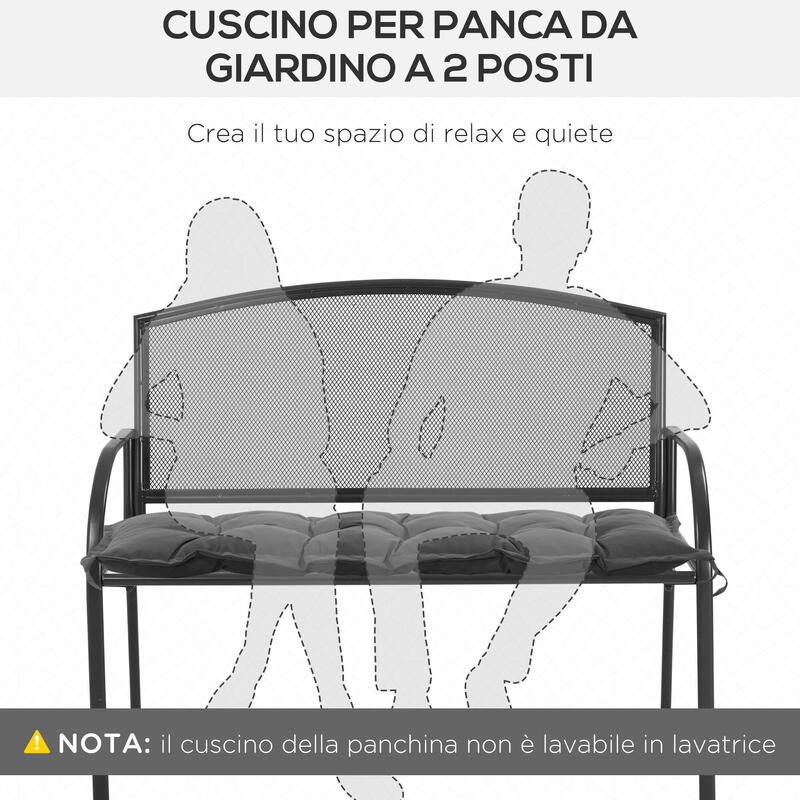 Outsunny pernă pentru Bancă de Exterior cu Legături 100X40cm Gri Închis