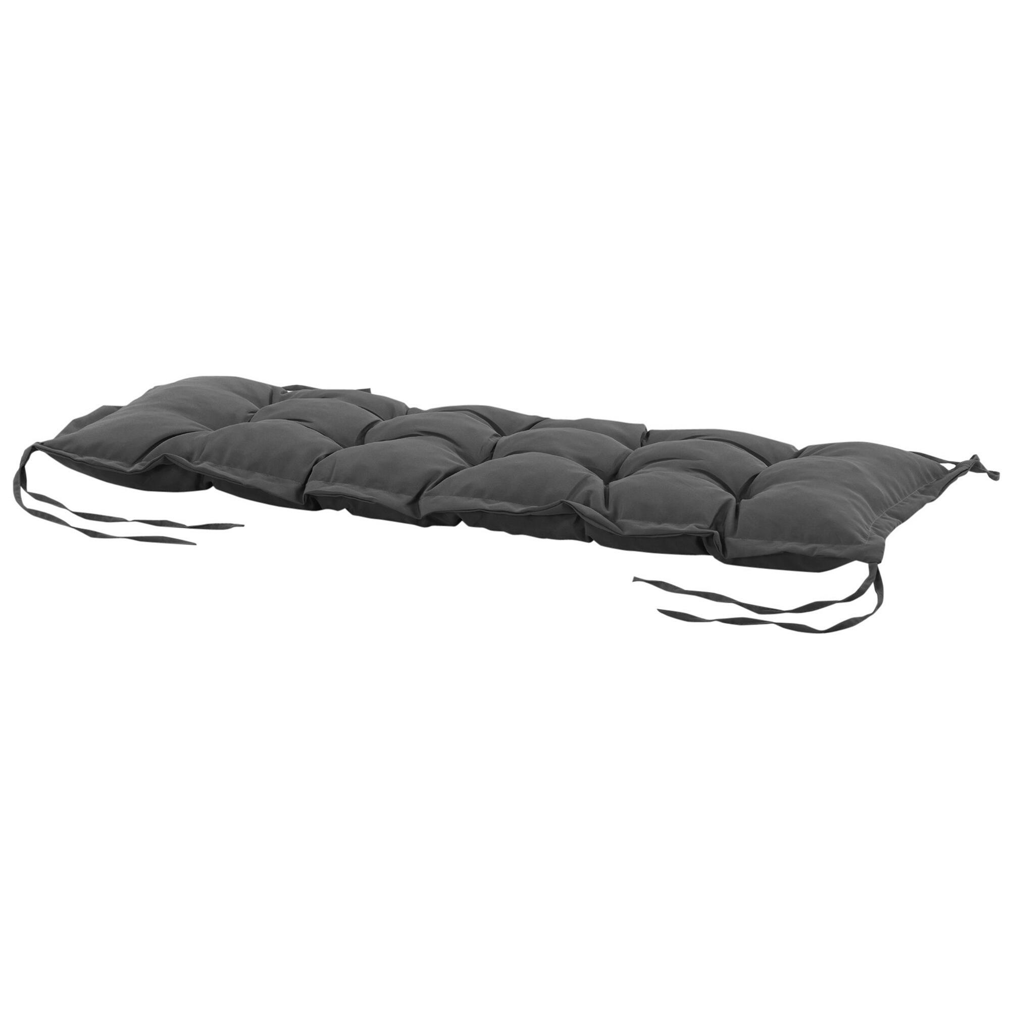 Outsunny Cuscino per Panchina da Esterno con Laccetti 100x40cm Grigio Scuro 7/7