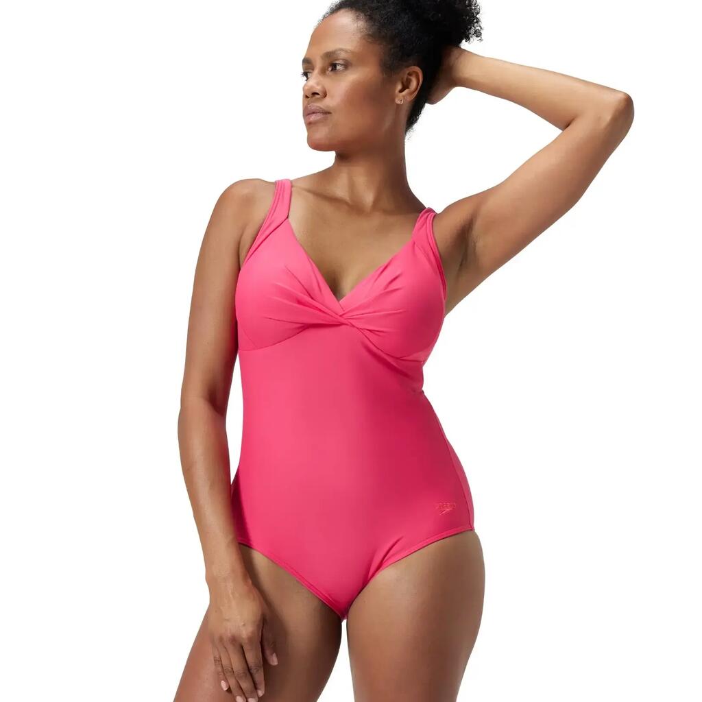 Speedo Shaping Cross Knot Swimsuit - Dark Pink