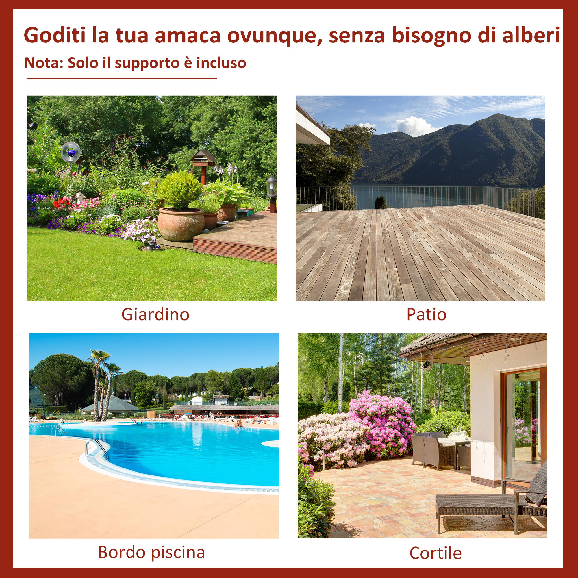 Outsunny Supporto Struttura Portante Max.120Kg per Amaca Regolabile 6/8