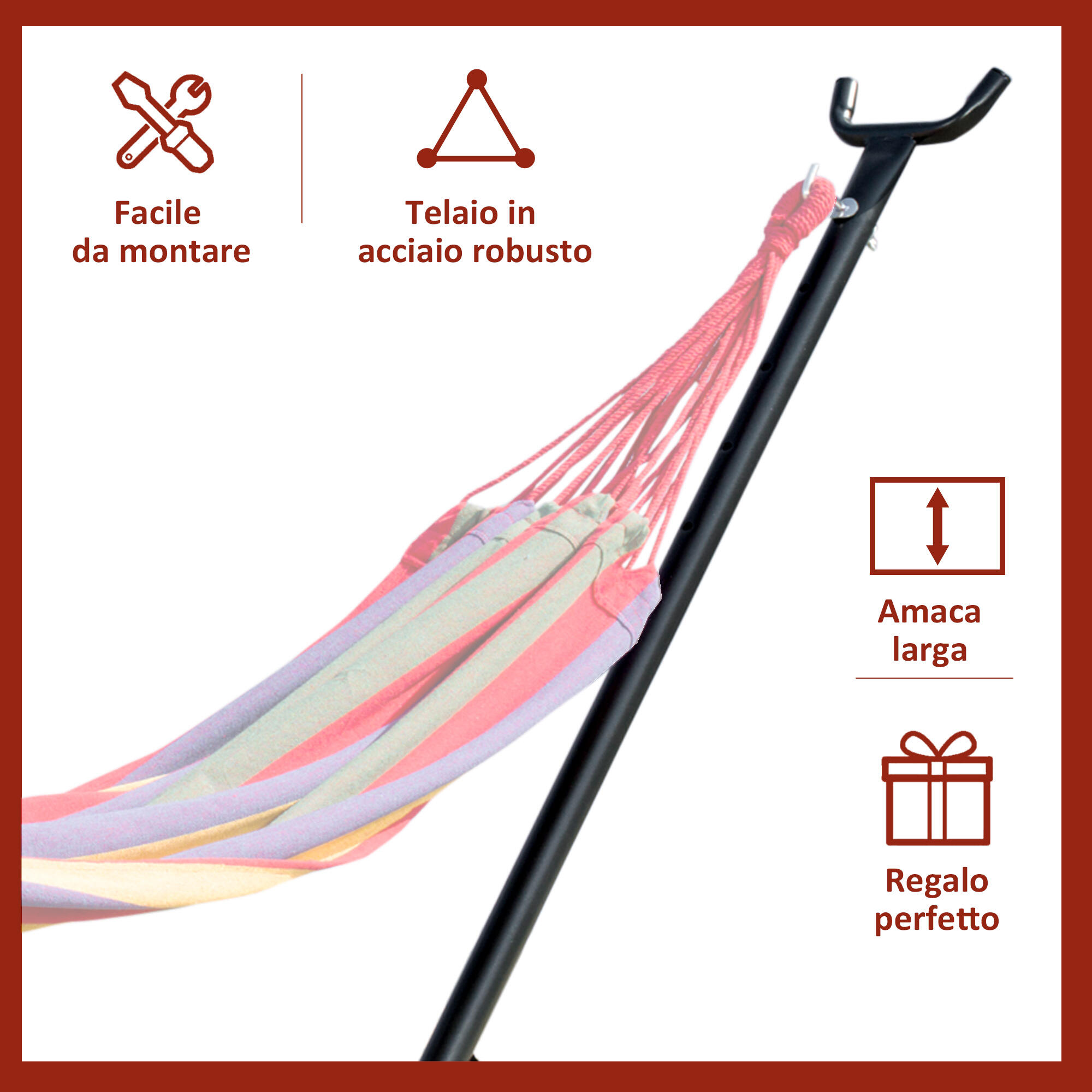 Outsunny Supporto Struttura Portante Max.120Kg per Amaca Regolabile 5/8