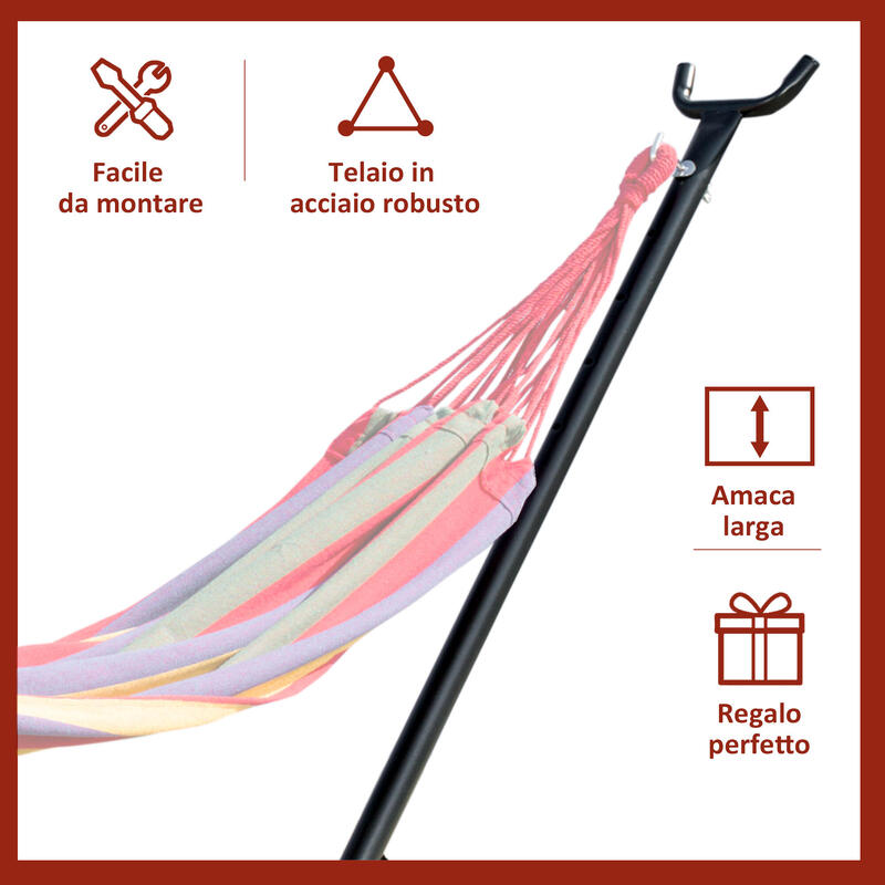 Outsunny Suport Schelet pentru Hamac Reglabil Max. 150 Kg, Negru, 280x120x110cm